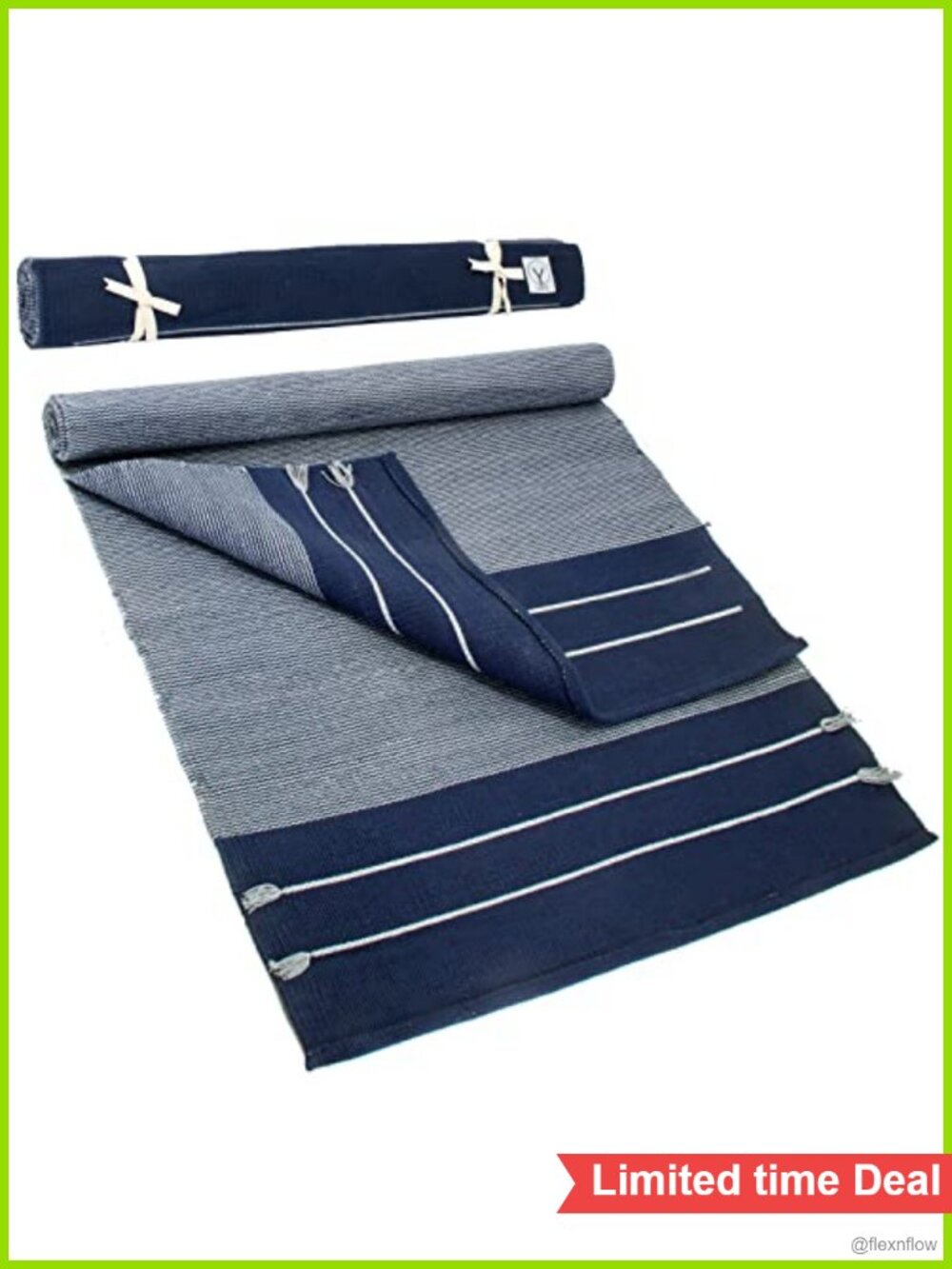 Handwoven Organic Cotton Yoga Mat for Exercise & Hot Yoga, 74x26, Washable